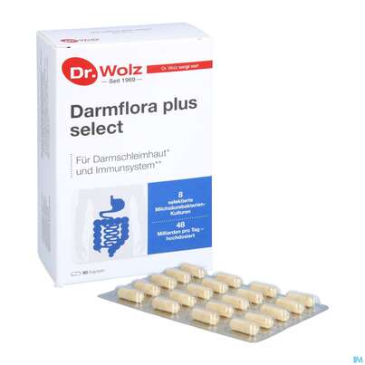 Sie sehen eine Packung Darmflora Plus Dr.wolz Select Kapseln Nr 60570 80st, Produktbild: 05 Darmflora Plus Dr.wolz Select Kapseln Nr 60570 80st, A-Nr.: 3839306 - 05