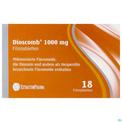 Sie sehen eine Packung Dioscomb Filmtabl 1000mg 18st, Produktbild: 01 Dioscomb Filmtabl 1000mg 18st, A-Nr.: 5527752 - 01