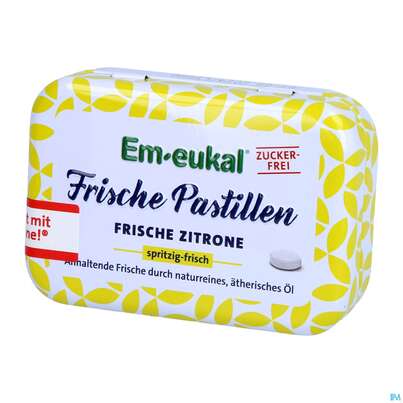 Sie sehen eine Packung Em-eukal Frische/pastillen Zuckerfrei Zitrone 20g, Produktbild: 02 Em-eukal Frische/pastillen Zuckerfrei Zitrone 20g, A-Nr.: 5275575 - 02