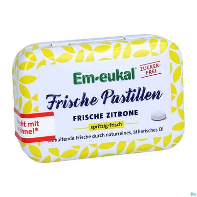 Sie sehen eine Packung Em-eukal Frische/pastillen Zuckerfrei Zitrone 20g, Produktbild: 03 Em-eukal Frische/pastillen Zuckerfrei Zitrone 20g, A-Nr.: 5275575 - 03