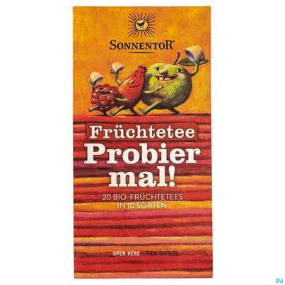 Sie sehen eine Packung Sonnentor Fruechtetee/bio Probier Mal 02661 20st, Produktbild: 02 Sonnentor Fruechtetee/bio Probier Mal 02661 20st, A-Nr.: 4388490 - 02