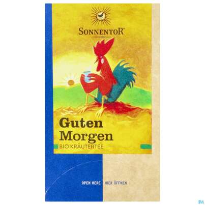 Sie sehen eine Packung Sonnentor Kraeutertee/bio Guten Morgen 02501 18st, Produktbild: 01 Sonnentor Kraeutertee/bio Guten Morgen 02501 18st, A-Nr.: 4042395 - 01