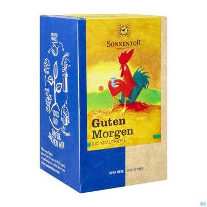 Sie sehen eine Packung Sonnentor Kraeutertee/bio Guten Morgen 02501 18st, Produktbild: 02 Sonnentor Kraeutertee/bio Guten Morgen 02501 18st, A-Nr.: 4042395 - 02