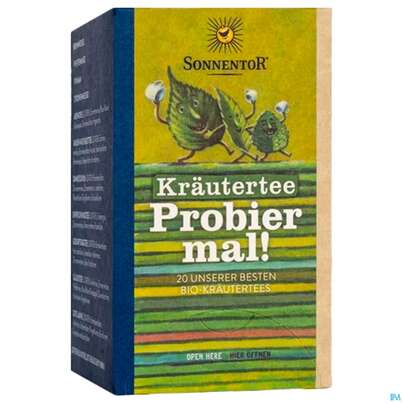 Sie sehen eine Packung Sonnentor Kraeutertee Doppelkammmerbeutel Probier Mal 02621 20st, Produktbild: 04 Sonnentor Kraeutertee Doppelkammmerbeutel Probier Mal 02621 20st, A-Nr.: 5053797 - 04