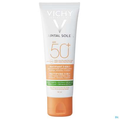 Sie sehen eine Packung Sonnenprodukte Vichy/capital Soleil Mattierende Sonnenpflege 3in1 Lsf50+ 50ml, Produktbild: 05 Sonnenprodukte Vichy/capital Soleil Mattierende Sonnenpflege 3in1 Lsf50+ 50ml, A-Nr.: 5232258 - 05