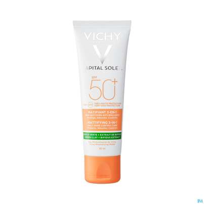Sie sehen eine Packung Sonnenprodukte Vichy/capital Soleil Mattierende Sonnenpflege 3in1 Lsf50+ 50ml, Produktbild: 06 Sonnenprodukte Vichy/capital Soleil Mattierende Sonnenpflege 3in1 Lsf50+ 50ml, A-Nr.: 5232258 - 06