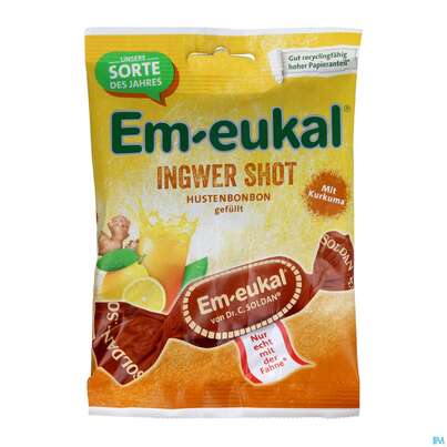 Sie sehen eine Packung Em-eukal Immunstark Ingwer Shot Gefuellt Zh 75g, Produktbild: 01 Em-eukal Immunstark Ingwer Shot Gefuellt Zh 75g, A-Nr.: 5377850 - 01