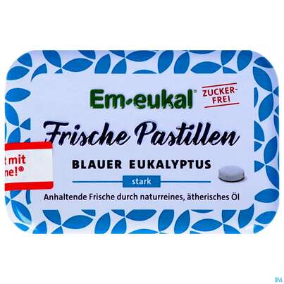 Sie sehen eine Packung Em-eukal Frische Pastillen Dose Zfr Blauer Eukalyptus 20g, Produktbild: 02 Em-eukal Frische Pastillen Dose Zfr Blauer Eukalyptus 20g, A-Nr.: 4934024 - 02