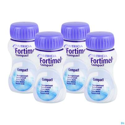 Sie sehen eine Packung Fortimel/compact/2.4 125ml Vitalflasche Neutral 4st, Produktbild: 01 Fortimel/compact/2.4 125ml Vitalflasche Neutral 4st, A-Nr.: 4303269 - 01