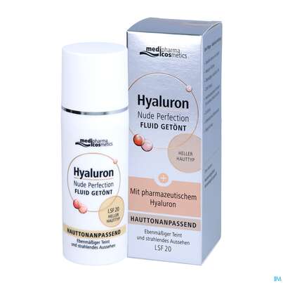 Sie sehen eine Packung Hyaluron Nude Perfection Getoentes Fluid Heller Typ Lsf20 50ml, Produktbild: 06 Hyaluron Nude Perfection Getoentes Fluid Heller Typ Lsf20 50ml, A-Nr.: 4914702 - 06