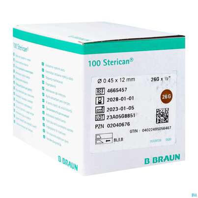 Injektionsspritzen U.zubeh. Insulin/einmalkanuelen Sterican G26x 1/2 0,45x12mm 46654 100st, A-Nr.: 3048556 - 03