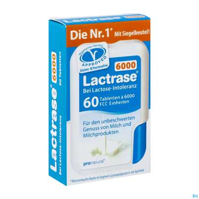 Sie sehen eine Packung Lactrase Tabl Im Klickspender 6.000 Fcc -pro Natura 60st, Produktbild: 02 Lactrase Tabl Im Klickspender 6.000 Fcc -pro Natura 60st, A-Nr.: 4309473 - 02