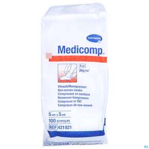 Kompressen Medicomp Vliesstoff 4fach Unsteril 5x 5cm 100st, A-Nr.: 1652029 - 01