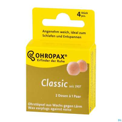 Sie sehen eine Packung Ohrenschutz Ohropax Classic Ohrstoepsel Wachs 2 Faltschachtelngerx2 4st, Produktbild: 04 Ohrenschutz Ohropax Classic Ohrstoepsel Wachs 2 Faltschachtelngerx2 4st, A-Nr.: 3282683 - 04