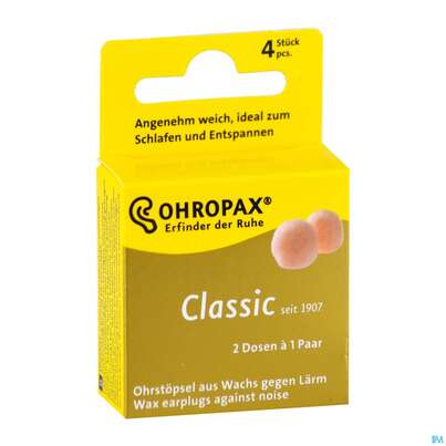 Sie sehen eine Packung Ohrenschutz Ohropax Classic Ohrstoepsel Wachs 2 Faltschachtelngerx2 4st, Produktbild: 05 Ohrenschutz Ohropax Classic Ohrstoepsel Wachs 2 Faltschachtelngerx2 4st, A-Nr.: 3282683 - 05