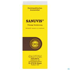 Sie sehen eine Packung Sanuvis -acidum L Lacticum Tropfen 100ml, Produktbild: 01 Sanuvis -acidum L Lacticum Tropfen 100ml, A-Nr.: 0638369 - 01