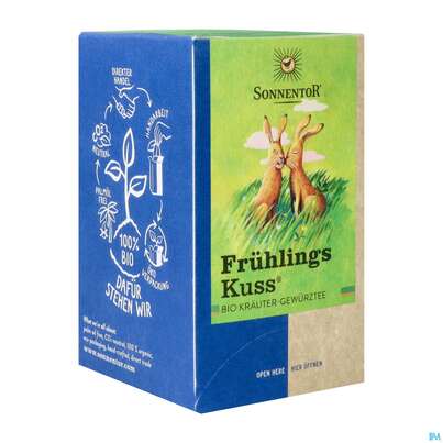 Sie sehen eine Packung Sonnentor Kraeutertee/bio Fruehlingskuss 02263 18st, Produktbild: 02 Sonnentor Kraeutertee/bio Fruehlingskuss 02263 18st, A-Nr.: 4042389 - 02