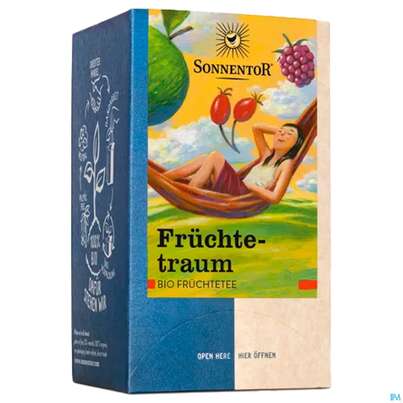 Sie sehen eine Packung Sonnentor Tee/bio Fruechtetraum 02549 18st, Produktbild: 03 Sonnentor Tee/bio Fruechtetraum 02549 18st, A-Nr.: 3574658 - 03