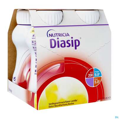 Sie sehen eine Packung Diasip 200ml Vanille 4st, Produktbild: 02 Diasip 200ml Vanille 4st, A-Nr.: 4299036 - 02