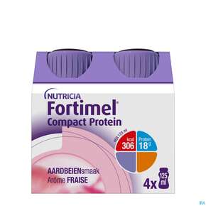 Fortimel/compact/protein 125ml Vitalflasche Erdbeere 4st, A-Nr.: 3948662 - 01