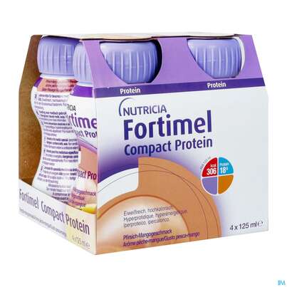 Fortimel/compact/protein 125ml Vitalflasche Mango Pfirsich 4st, A-Nr.: 4804528 - 02