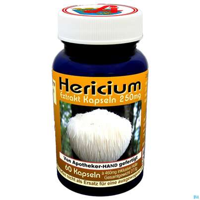 Sie sehen eine Packung Hericium Kapseln 250mg 60st, Produktbild: 02 Hericium Kapseln 250mg 60st, A-Nr.: 4075437 - 02
