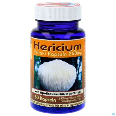 Sie sehen eine Packung Hericium Kapseln 250mg 60st, Produktbild: 03 Hericium Kapseln 250mg 60st, A-Nr.: 4075437 - 03