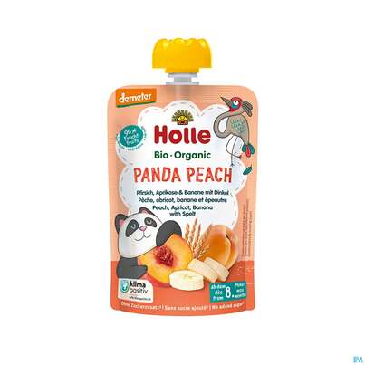 Holle Demeter Bio Fruechtepueree Ab 1 Jahr Panda Peach Pfirsich Aprikose/banane+dinkel 100g, A-Nr.: 5080759 - 01