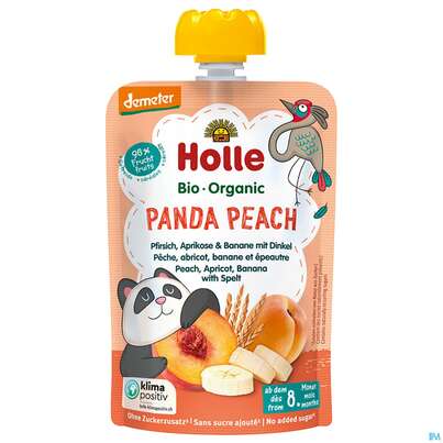 Holle Demeter Bio Fruechtepueree Ab 1 Jahr Panda Peach Pfirsich Aprikose/banane+dinkel 100g, A-Nr.: 5080759 - 02