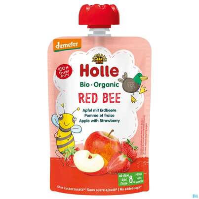 Holle Demeter Bio Fruechtepueree Ab 1 Jahr Red Bee Apfel/erdbeere 100g, A-Nr.: 5080707 - 02