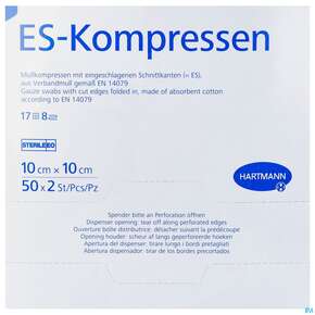 Mullkompressen-es Hartmann/steril 8fach 17faedig 10x 10cm 50x2 100st, A-Nr.: 5662450 - 01