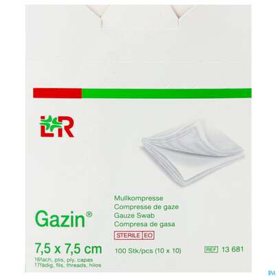 Mullkompressen Gazin Baumw.17faedig Steril 16fach 7,5x7,5cm 10x10 100st, A-Nr.: 2384861 - 01