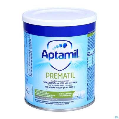 Sie sehen eine Packung Aptamil Spezialnahrung Prematil Fruehgeborenennahrung 400g, Produktbild: 02 Aptamil Spezialnahrung Prematil Fruehgeborenennahrung 400g, A-Nr.: 5232554 - 02