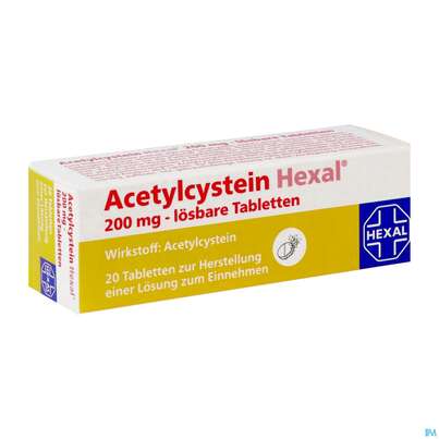 Acetylcystein-hexal Lösbare Tabl 200mg 20st, A-Nr.: 3771672 - 02