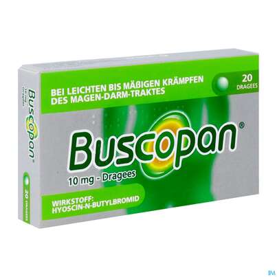 Sie sehen eine Packung Buscopan Drag 10mg Blist 20st, Produktbild: 02 Buscopan Drag 10mg Blist 20st, A-Nr.: 5506158 - 02