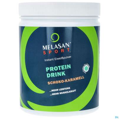 Sie sehen eine Packung Melasan/sport Fitness Drink Protein Schoko Karamell 540g, Produktbild: 01 Melasan/sport Fitness Drink Protein Schoko Karamell 540g, A-Nr.: 4793492 - 01