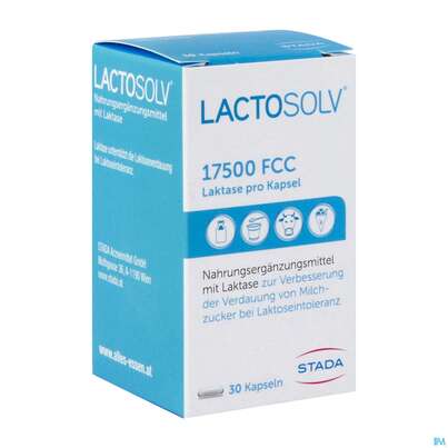 Sie sehen eine Packung Lactosolv Kapseln Enzym Lactase 17500 Fcc Dose 30st, Produktbild: 02 Lactosolv Kapseln Enzym Lactase 17500 Fcc Dose 30st, A-Nr.: 3949041 - 02
