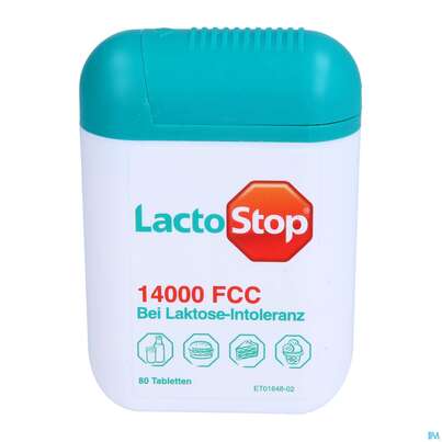 Sie sehen eine Packung Lactostop Tabl 14000 Fcc 80st, Produktbild: 06 Lactostop Tabl 14000 Fcc 80st, A-Nr.: 4303430 - 06