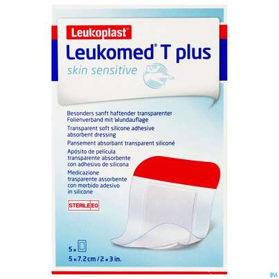 Wundverband Leukomed T Plus/skin Sensitiv Folienverband +auflage Steril 5x7,2 Cm 5st, A-Nr.: 5267618 - 01