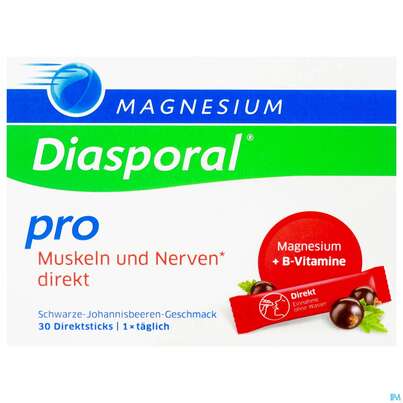 Sie sehen eine Packung Magnesium Diasporal/pro/direkt +b-vitamin Muskel +nerven 30st, Produktbild: 01 Magnesium Diasporal/pro/direkt +b-vitamin Muskel +nerven 30st, A-Nr.: 5722407 - 01