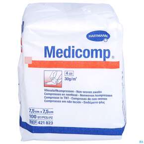 Kompressen Medicomp Vliesstoff 4fach Unsteril 7,5x 7,5cm 100st, A-Nr.: 1652035 - 01