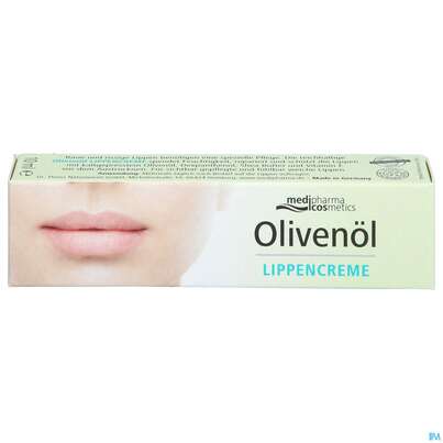 Sie sehen eine Packung Oliven Oel Medipharma Cosmetics Lippencreme 10ml, Produktbild: 01 Oliven Oel Medipharma Cosmetics Lippencreme 10ml, A-Nr.: 5769722 - 01
